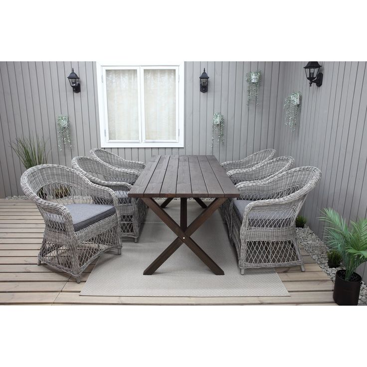 Ruokailuryhmä Baltic Garden, 190x86cm Scottsdale-pöytä + 6 Rosie-tuolia