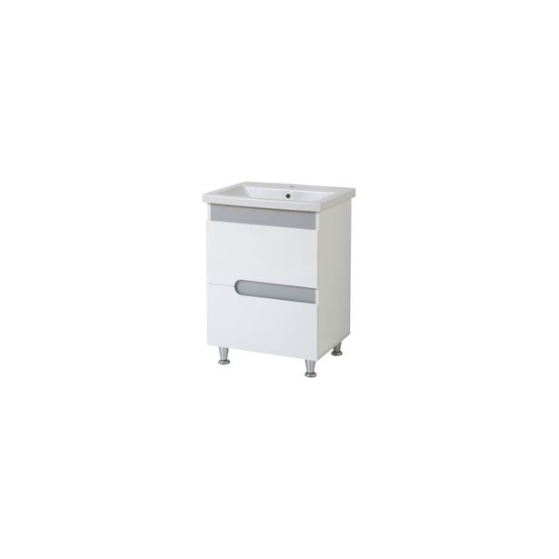 Allaskaappi AquaRodos Premium Lux 60 ja allas Frame, valkoinen/hopea, 840 x 600 x 450 mm