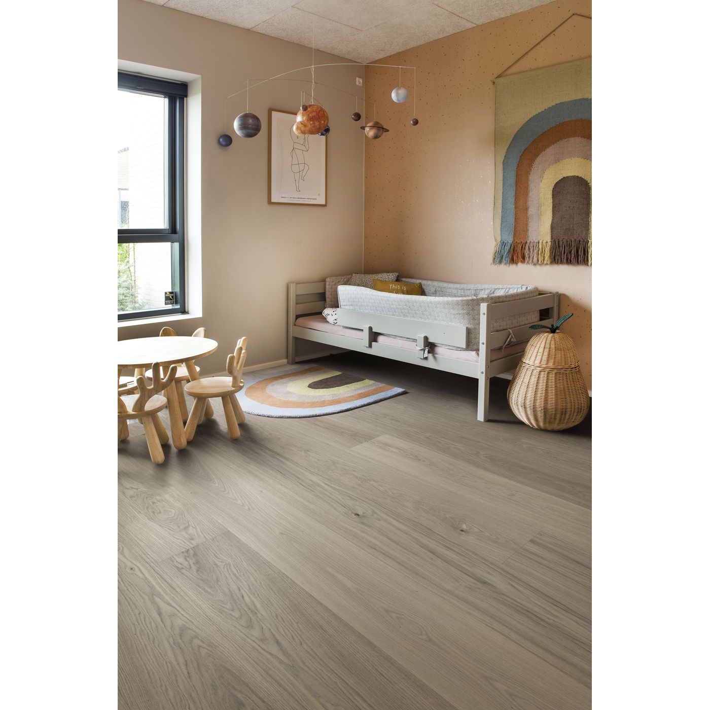 Kovetettu puulattia Bjelin Tammi Bonnarp 3.0 Earth Grey XXL, harjattu, mattalakattu