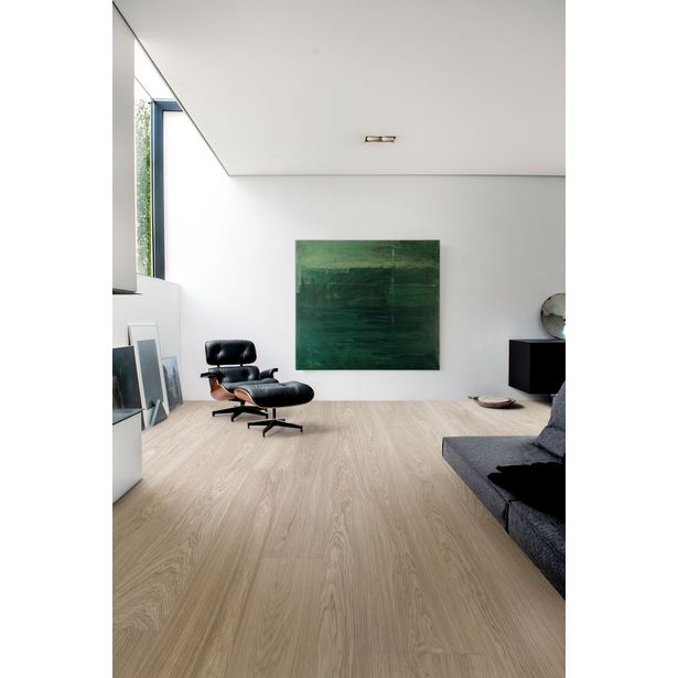 Kovetettu puulattia Bjelin Tammi Vejby 3.0 Misty White, harjattu, mattalakattu