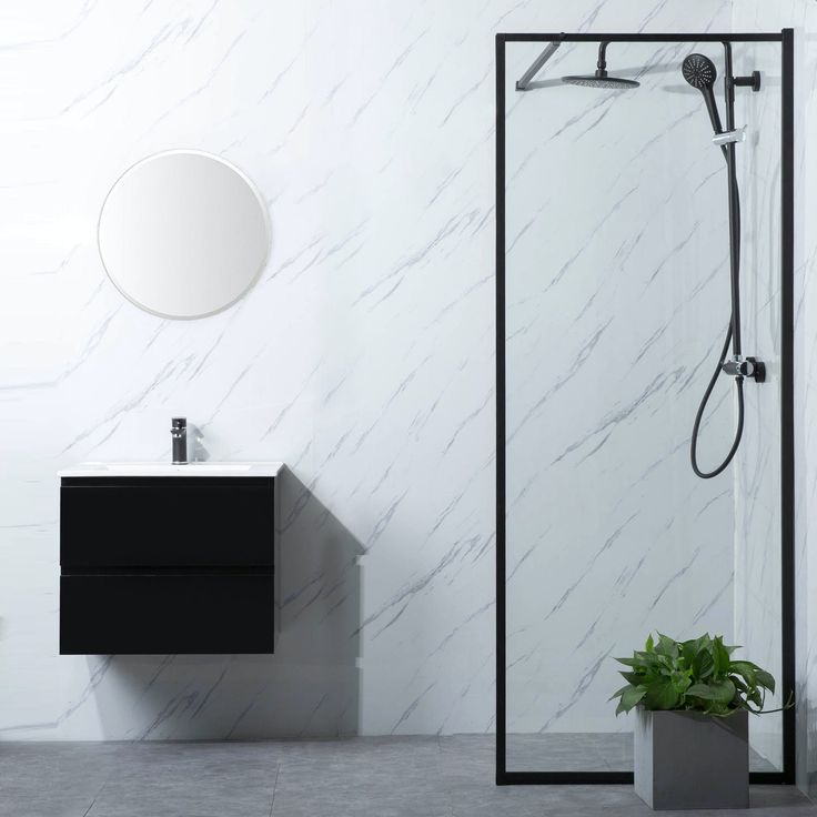 Suihkuseinä Bathlife Profil 900x2000mm, kirkas lasi, musta, Verkkokaupan poistotuote