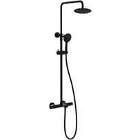 Sadesuihkusetti Bathlife Brusa, termostaattihanalla, suihkupää ⌀240mm, juoksuputkella, matta musta, Verkkokaupan poistotuote