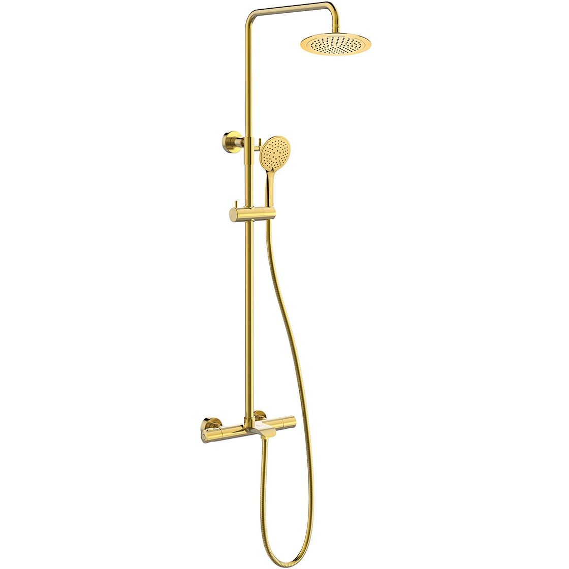 Sadesuihkusetti Bathlife Brusa, termostaattihanalla, suihkupää ⌀240mm, juoksuputkella, kiiltävä messinki