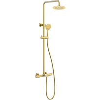 Sadesuihkusetti Bathlife Brusa, termostaattihanalla, suihkupää ⌀240mm, juoksuputkella, kiiltävä messinki, Verkkokaupan poistotuote