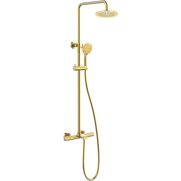 Sadesuihkusetti Bathlife Brusa, termostaattihanalla, suihkupää ⌀240mm, juoksuputkella, kiiltävä messinki, Verkkokaupan poistotuote