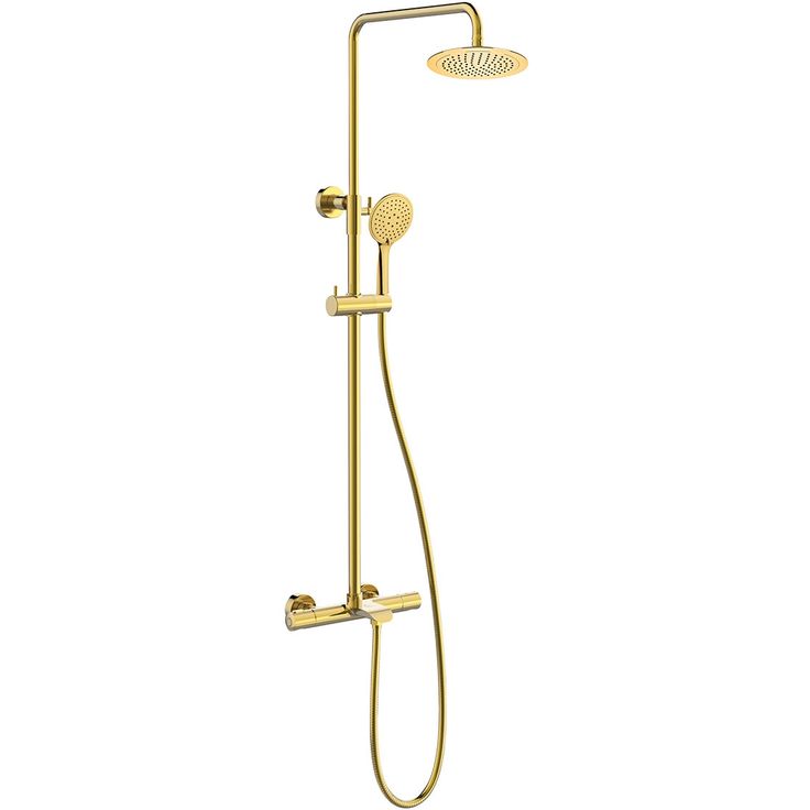 Sadesuihkusetti Bathlife Brusa, termostaattihanalla, suihkupää ⌀240mm, juoksuputkella, kiiltävä messinki, Verkkokaupan poistotuote