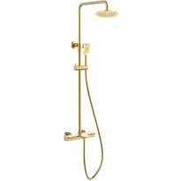 Sadesuihkusetti Bathlife Stimma, termostaattihanalla, suihkupää ⌀240mm, juoksuputkella, kiiltävä messinki