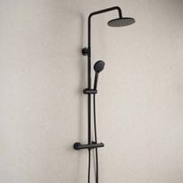 Sadesuihkusetti Bathlife Glimma, termostaattihanalla, hierova suihku, suihkupää ⌀200mm, musta