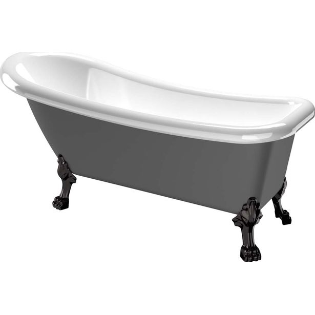 Kylpyamme Bathlife Ideal, 1530x760 mm, harmaa/musta