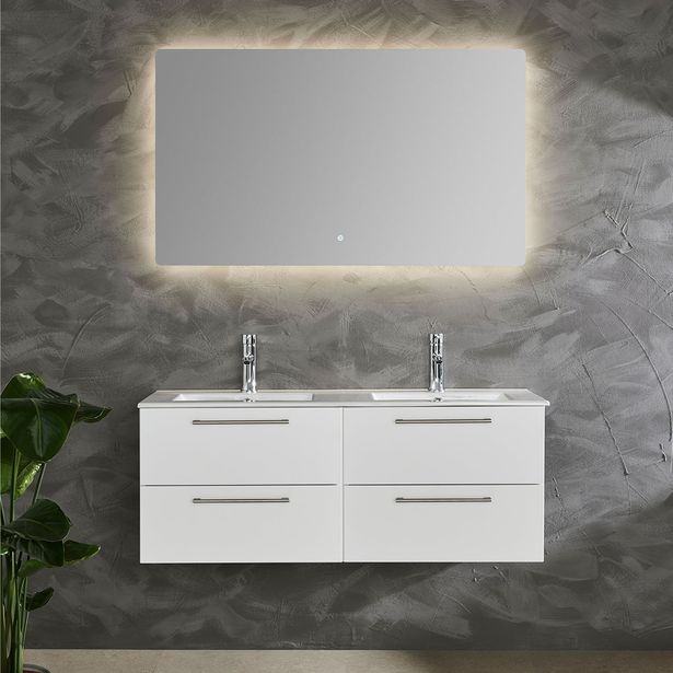 Allaskaappi kaksoisaltaalla Bathlife Lust, 1200x480mm, valkoinen