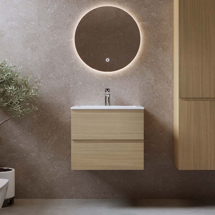 Allaskaappi pesualtaalla Bathlife Eufori, 600mm, vaalea tammi