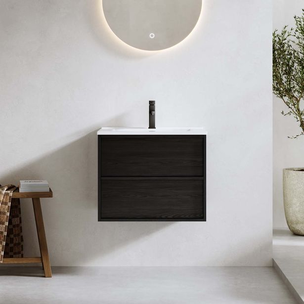 Allaskaappi altaalla Bathlife Charm, 60 cm, musta tammi