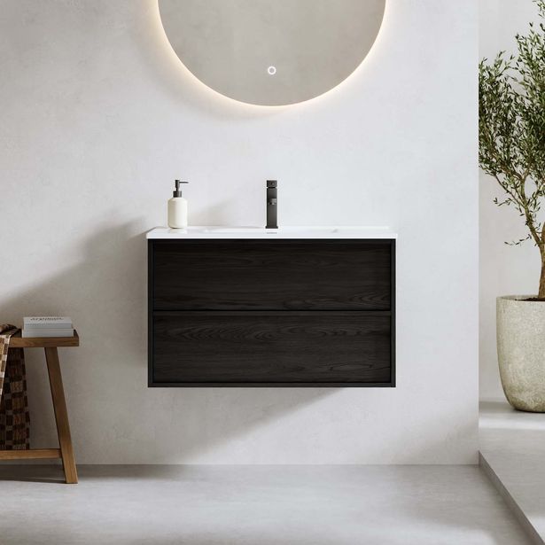 Allaskaappi altaalla Bathlife Charm, 80 cm, musta tammi