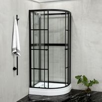 Suihkukaappi Bathlife Betrakta, 70x90cm, pyöreä, kirkas lasi, musta kehys