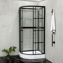 Suihkukaappi Bathlife Betrakta, 90x70cm, pyöreä, kirkas lasi, musta kehys
