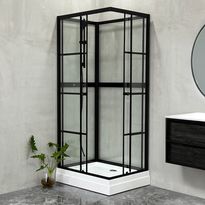 Suihkukaappi Bathlife Betrakta, 70x90cm / 90x70cm, suora, kirkas lasi, musta kehys