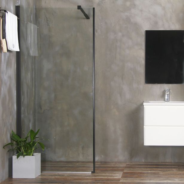 Suihkuseinä Bathlife Mångsidig 900mm, kirkas lasi, musta kehys, Verkkokaupan poistotuote