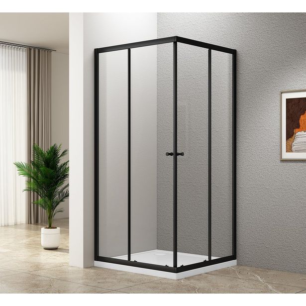 Suihkunurkka Interia Agga Square, 800x800mm, kulmikas, kirkas lasi, musta, eri kokoja