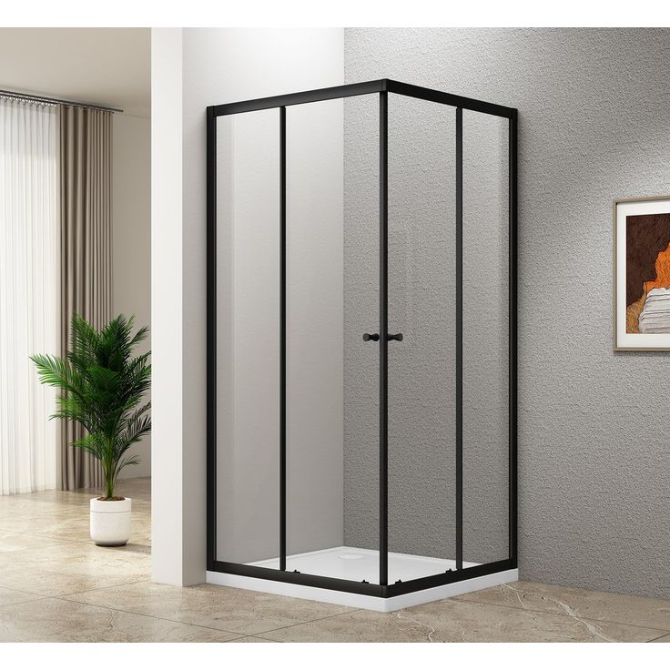 Suihkunurkka Interia Agga Square, 800x800mm, kulmikas, kirkas lasi, musta, eri kokoja