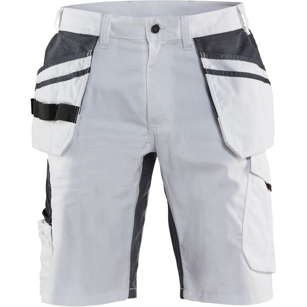 Maalarin shortsit Blåkläder 1099, stretch, valkoinen/tummanharmaa