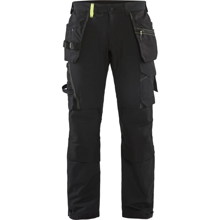 Riipputaskuhousut Blåkläder 1522 Stretch, musta/keltainen
