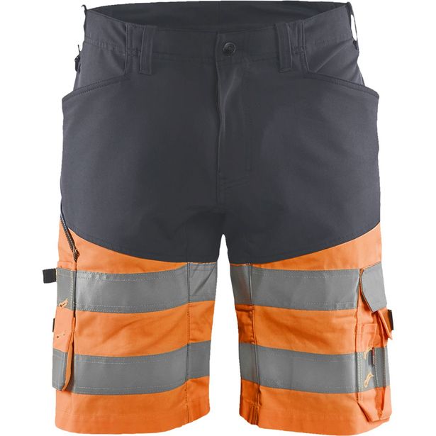 Huomioshortsit Blåkläder 1541 Highvis Stretch, huomio-oranssi/harmaa