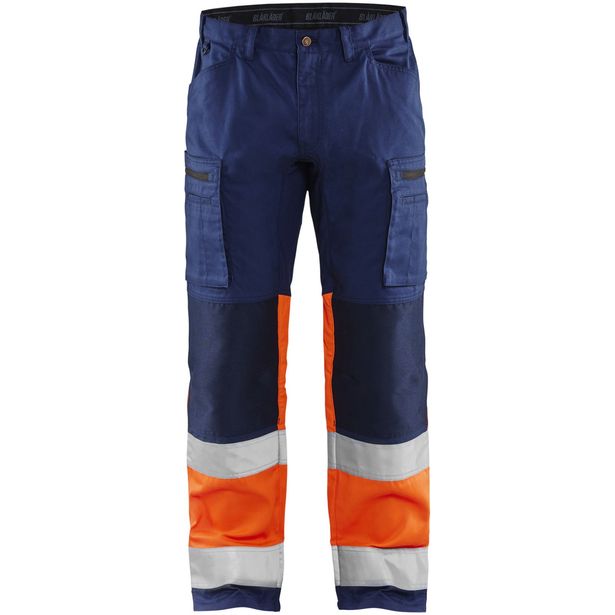 Housut Blåkläder Highvis 1551, stretch, sininen/huomio-oranssi