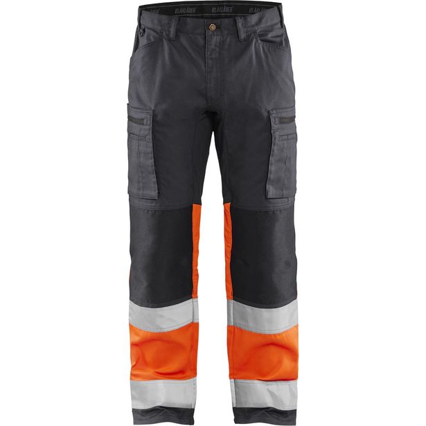 Huomiohousut Blåkläder 1551 Highvis Stretch, huomio-oranssi/harmaa