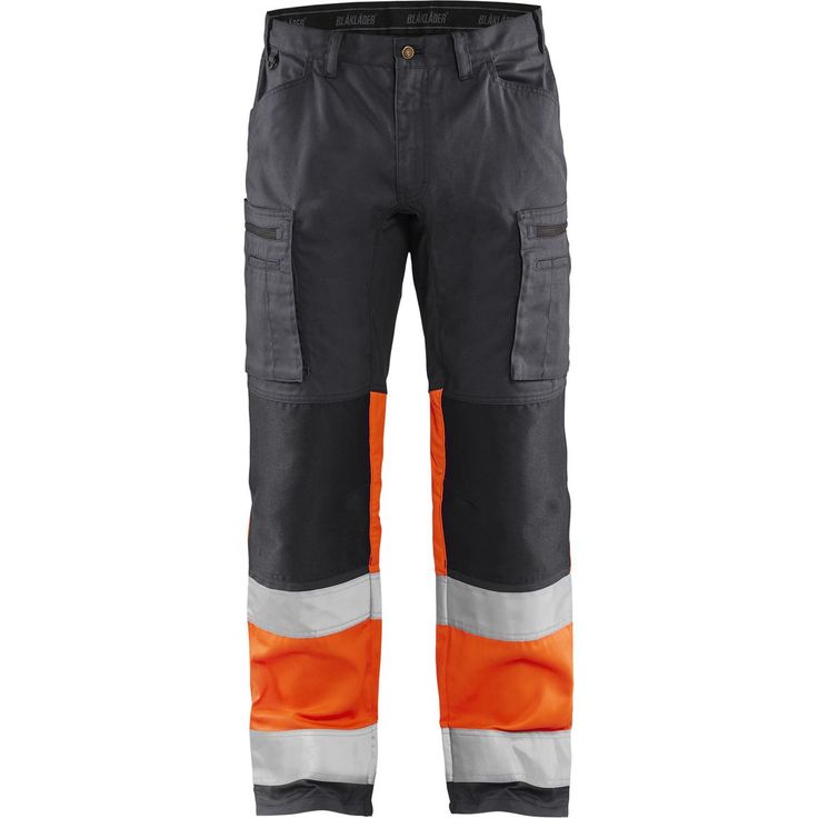 Huomiohousut Blåkläder 1551 Highvis Stretch, huomio-oranssi/harmaa