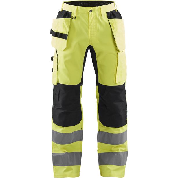 Riipputaskuhousut Blåkläder 1552 Highvis Stretch, huomiokeltainen/musta