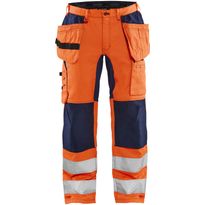 Riipputaskuhousut Blåkläder 1552 Highvis, stretch, huomio-oranssi/sininen
