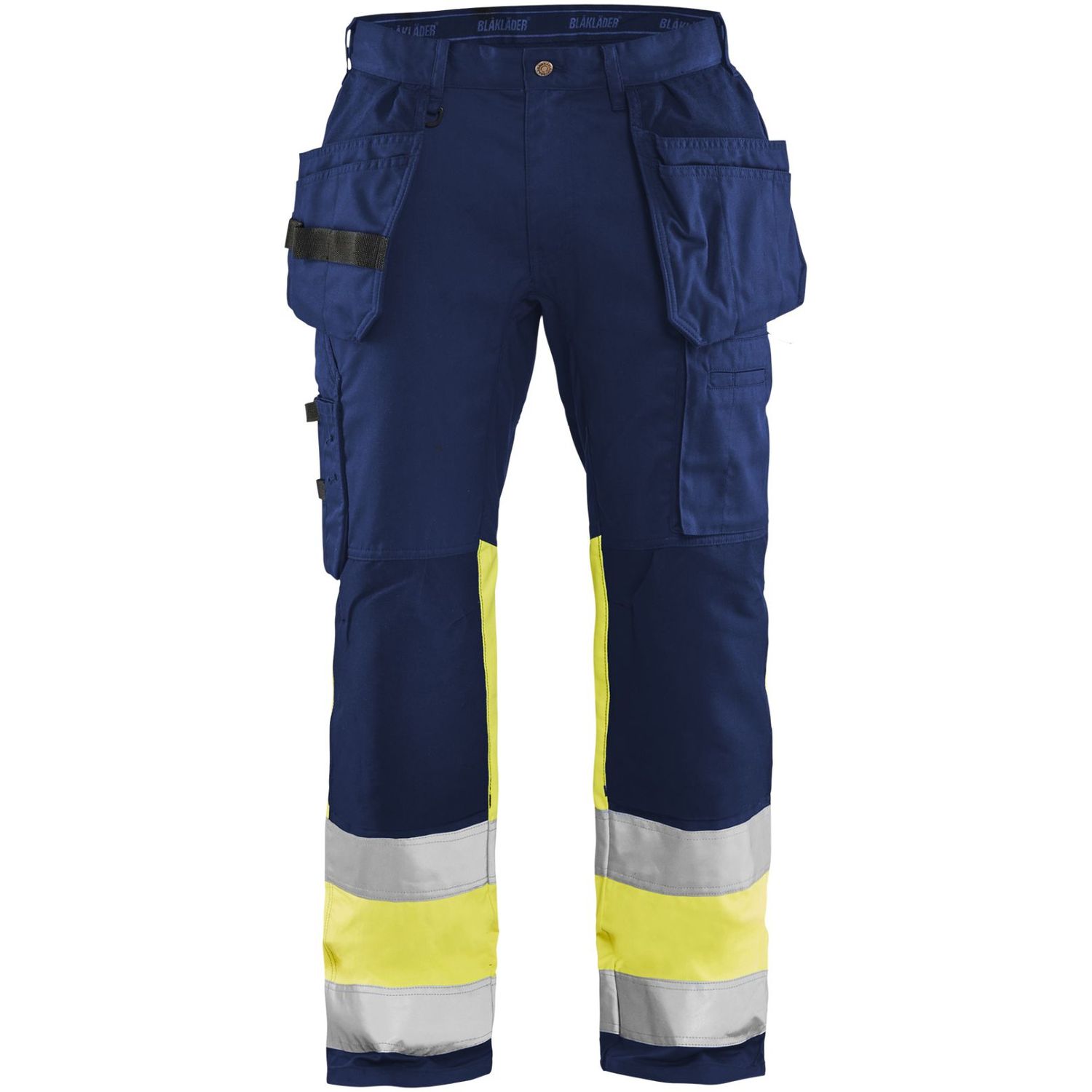Riipputaskuhousut Blåkläder 1558 Highvis Stretch, sininen/huomiokeltainen, koko C146