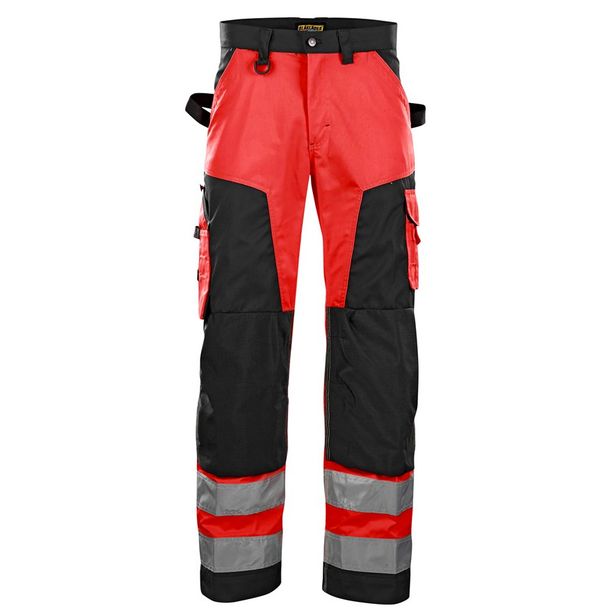 Huomiohousut Blåkläder 1566 Highvis, punainen/musta