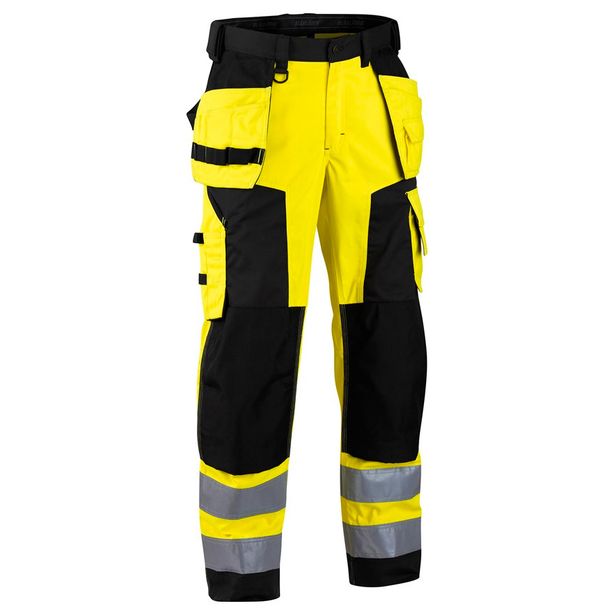 Softshell-riipputaskuhousut Blåkläder 1567 Highvis, keltainen/musta