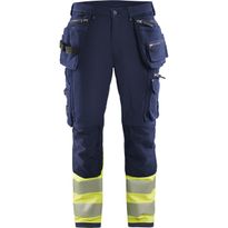 Riipputaskuhousut Blåkläder 1993 Highvis Stretch, mariininsininen/huomioväri