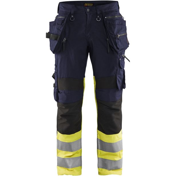 Riipputaskuhousut Blåkläder 1994 Highvis, sininen/huomiokeltainen