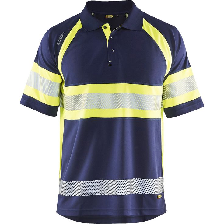 Huomiopikeepaita Blåkläder 3338 Highvis, mariininsininen/huomiokeltainen
