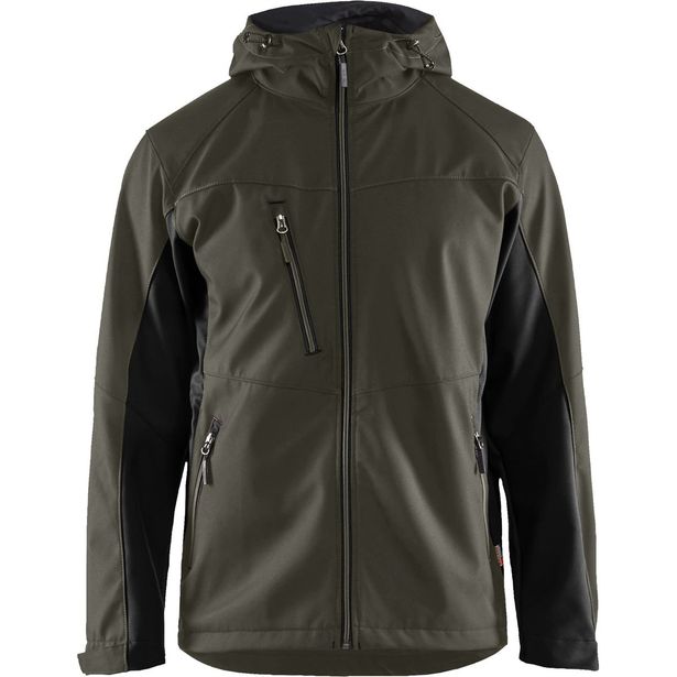 Softshell-takki Blåkläder 4753 Unite hupulla, oliivinvihreä/musta
