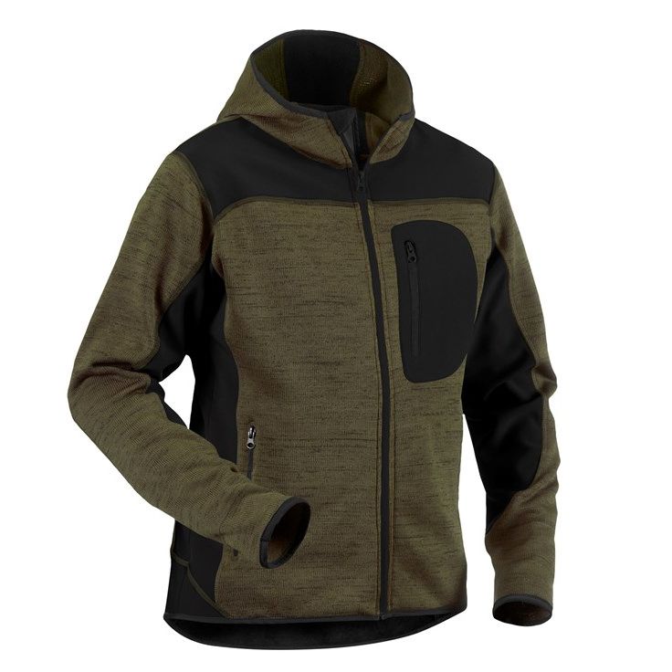 Neulottu softshelltakki Blåkläder 4930, army green/musta
