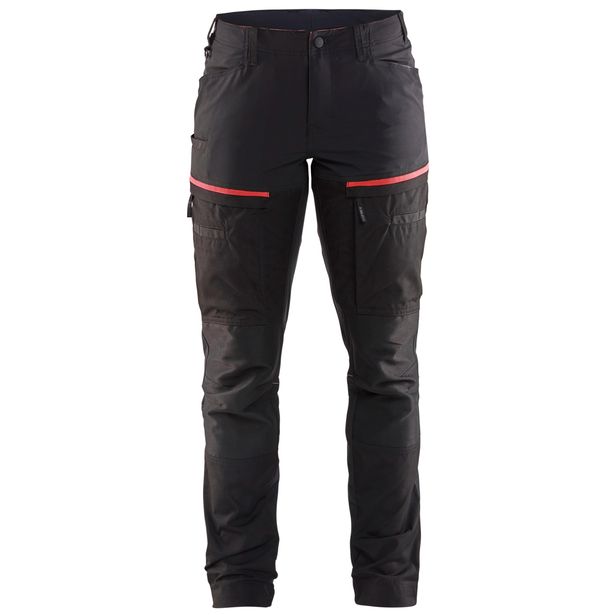 Naisten housut Blåkläder 7166 Stretch, musta/punainen
