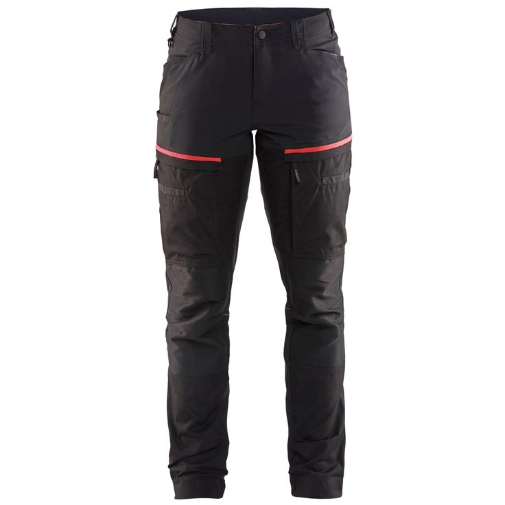 Naisten housut Blåkläder 7166 Stretch, musta/punainen