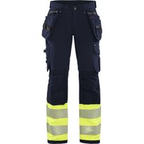 Naisten riipputaskuhousut Blåkläder 7193 Highvis Stretch, mariininsininen/huomioväri