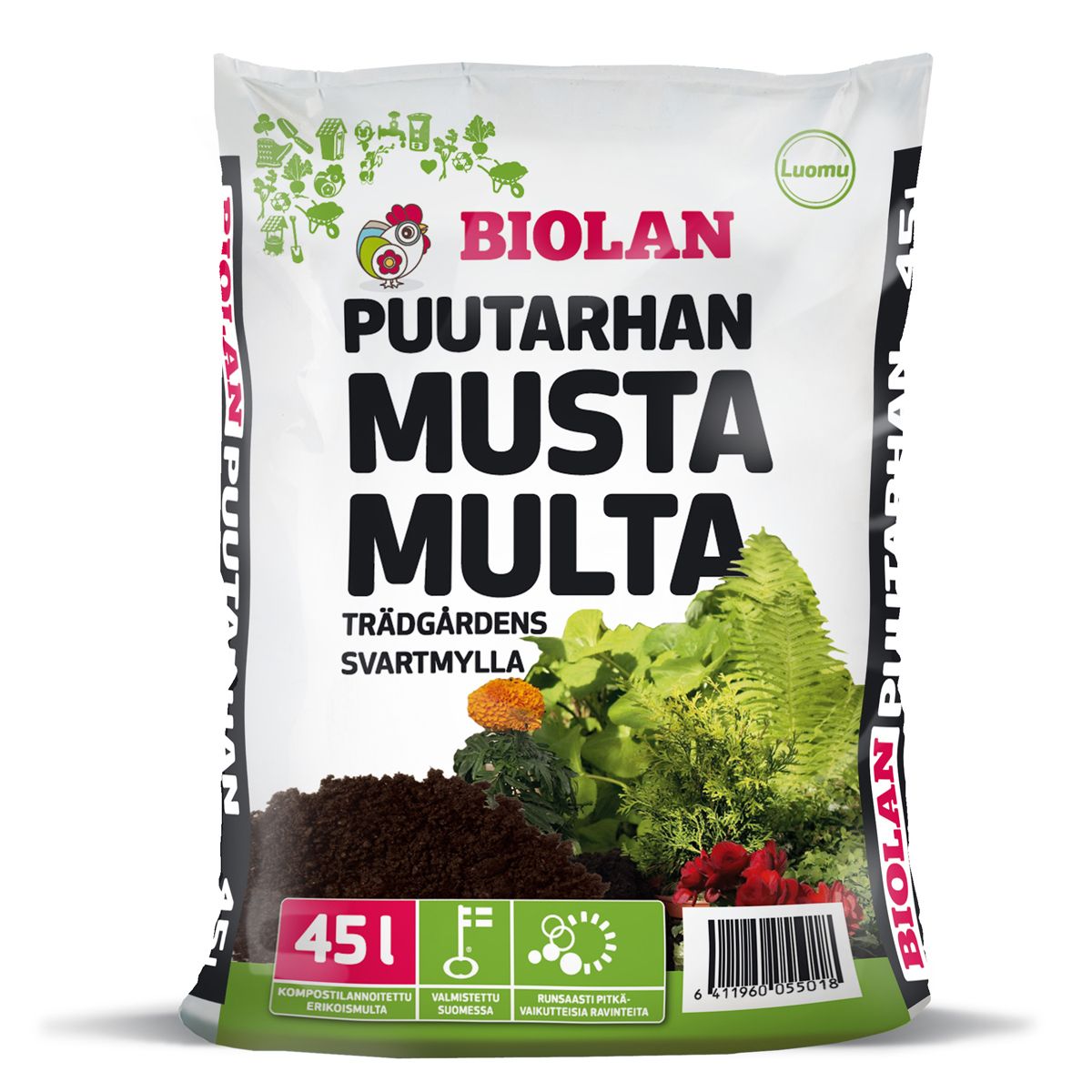 Puutarhan Musta Multa Biolan 65 säkkiä x 45l/lava, 2925 litraa