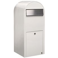 Postilaatikko Jumbo, 80x32x35cm, valkoinen RAL9016, rst-luukku, Verkkokaupan poistotuote