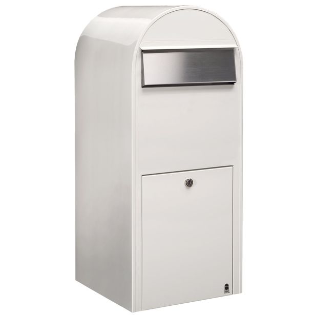 Postilaatikko Jumbo, 80x32x35cm, valkoinen RAL9016, rst-luukku