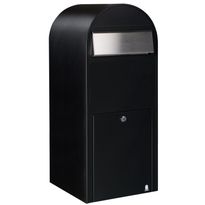 Postilaatikko Jumbo, 80x32x35cm, musta RAL9005, rst-luukku