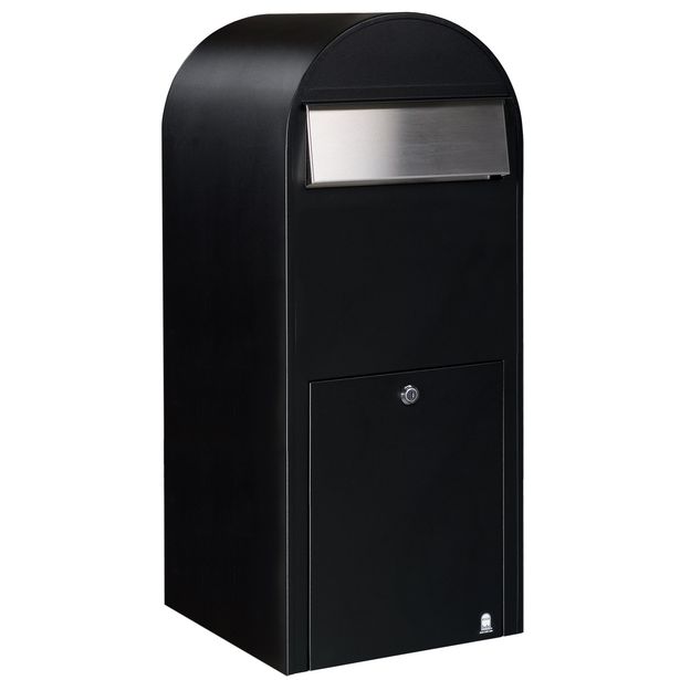 Postilaatikko Jumbo, 80x32x35cm, musta RAL9005, rst-luukku