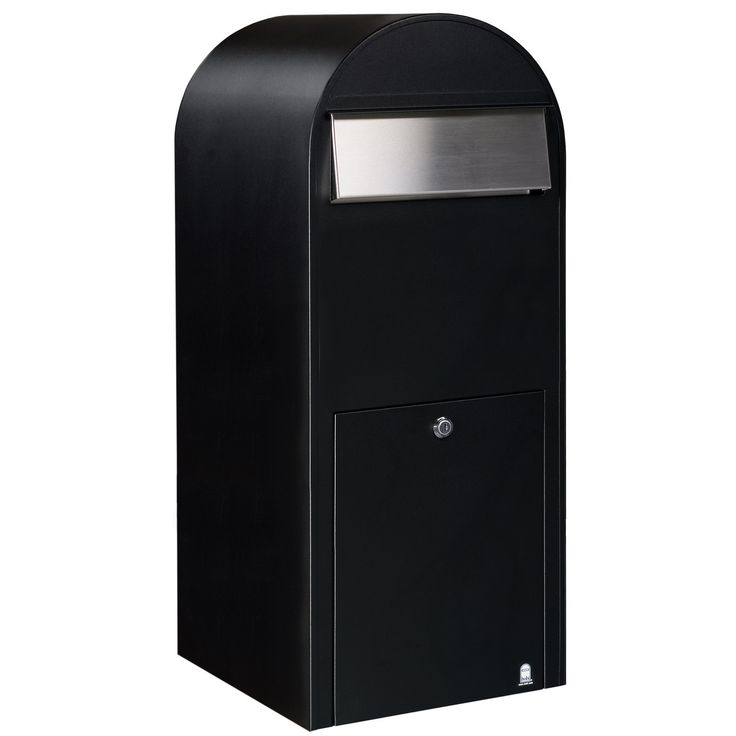 Postilaatikko Jumbo, 80x32x35cm, musta RAL9005, rst-luukku