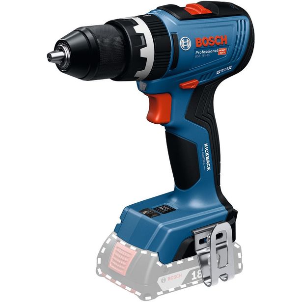 Akkuiskuporakone Bosch Professional GSB 18V-65 Solo, 18V, ilman akkua