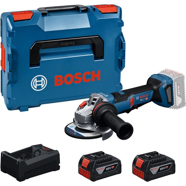 Akkukulmahiomakone Bosch Professional GWS18V-11PS, 18V, 2x5.0Ah akuilla + L-Boxx
